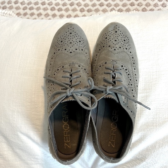 Cole Haan ZeroGrand Oxford Sneaker Sole Wingtip Gray Suede Perforated Size 7 - Picture 10 of 14